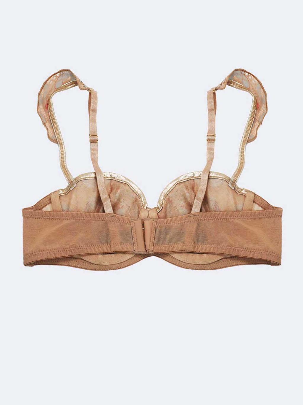 Quinn Gold Leather and Lace Bra