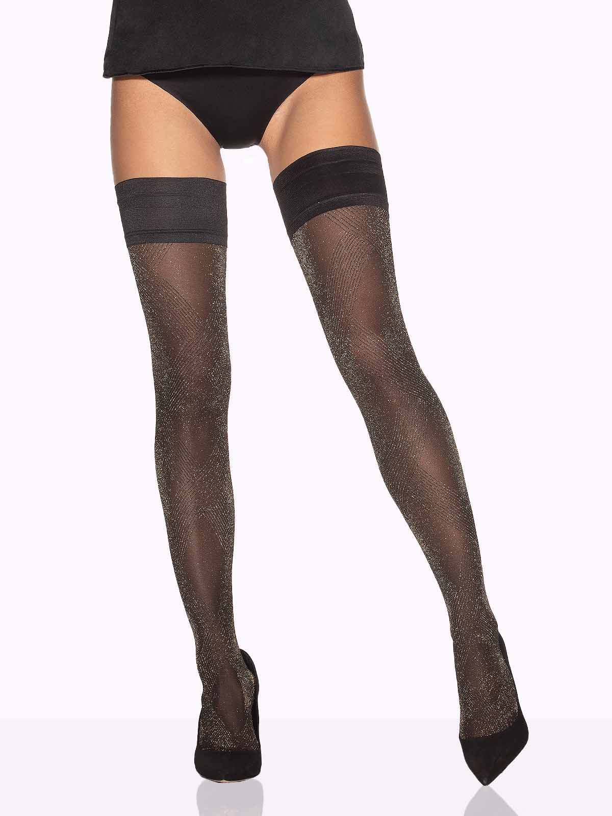 MIRABELLA Glittery Argyle Thigh Highs