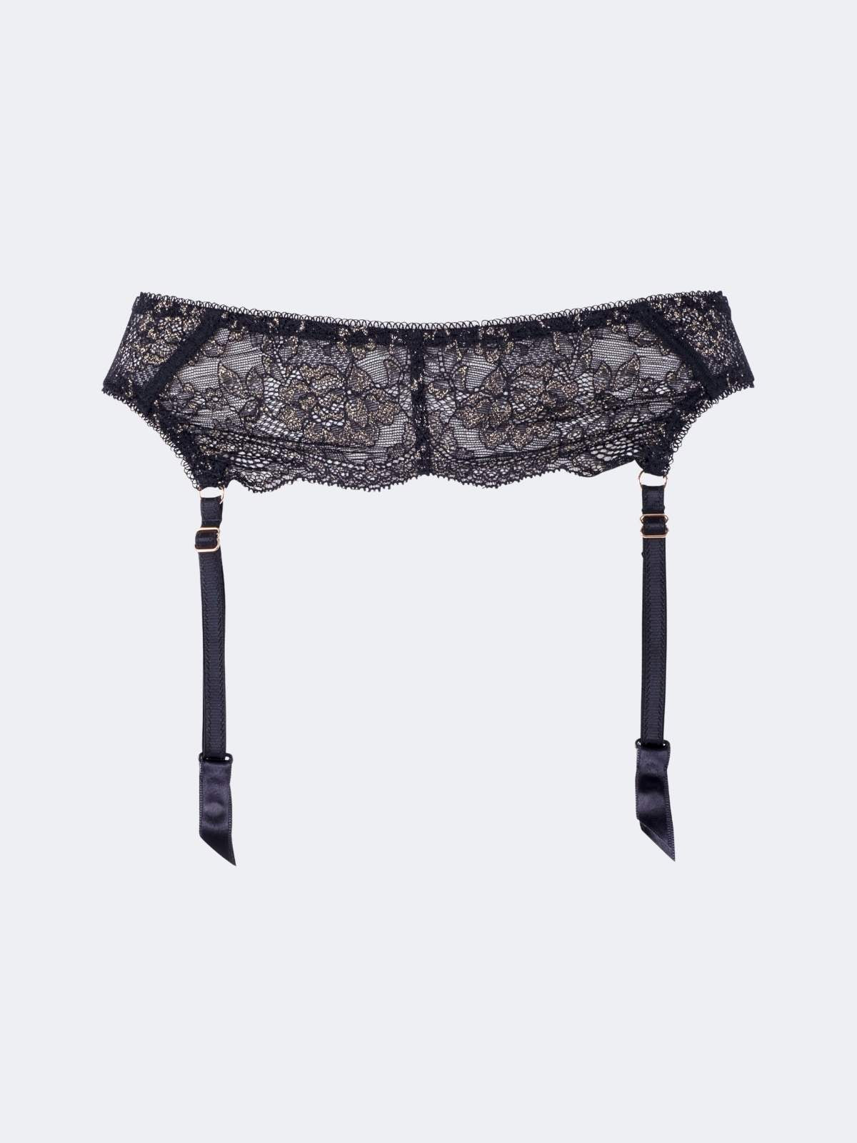 Madison Black and Gold Lace Garter Belt