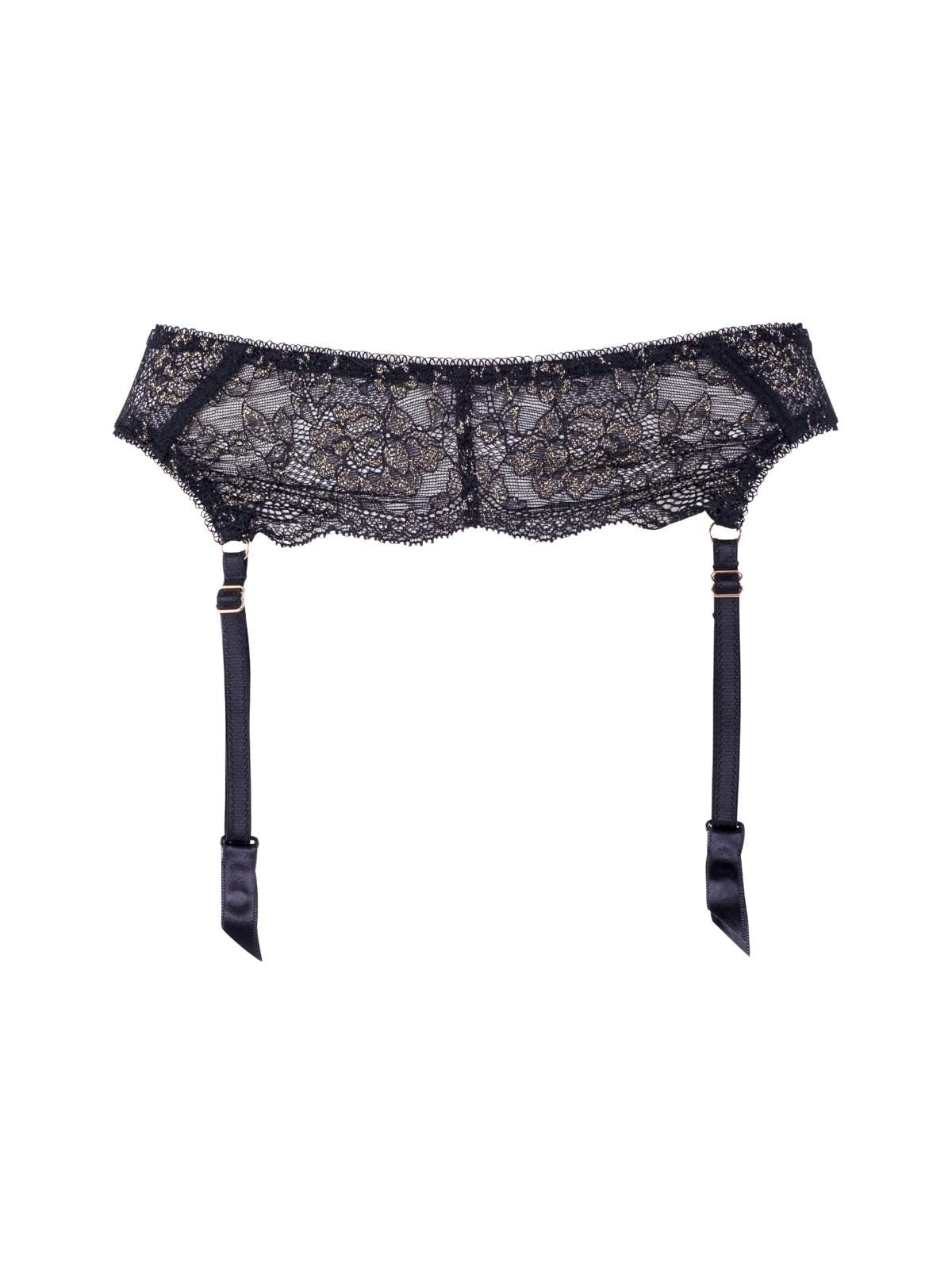 Madison Black and Gold Lace Garter Belt
