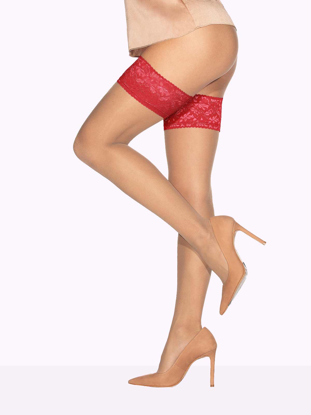 PRISCILLA Color Lace Top Thigh Highs