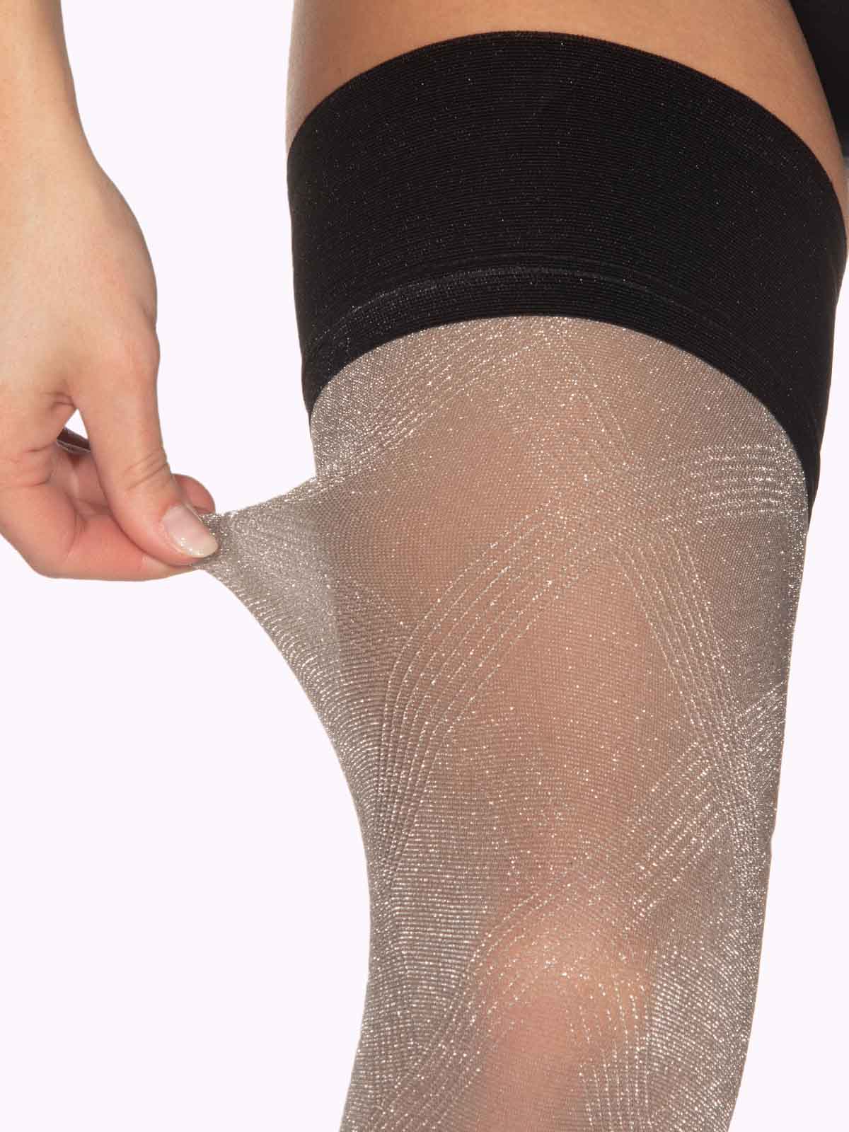 MIRABELLA Glittery Argyle Thigh Highs