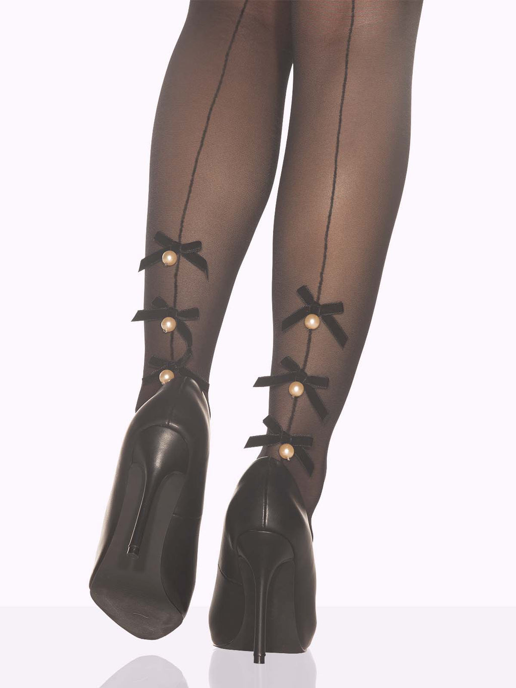 ELEONORA Back Seam With Bows & Pearls